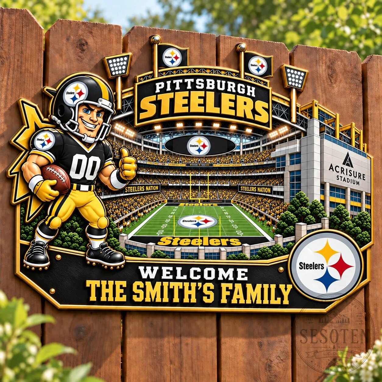 Pittsburgh Steelers Acrisure Stadium Welcome The Smith's Family Wall Art Plaque