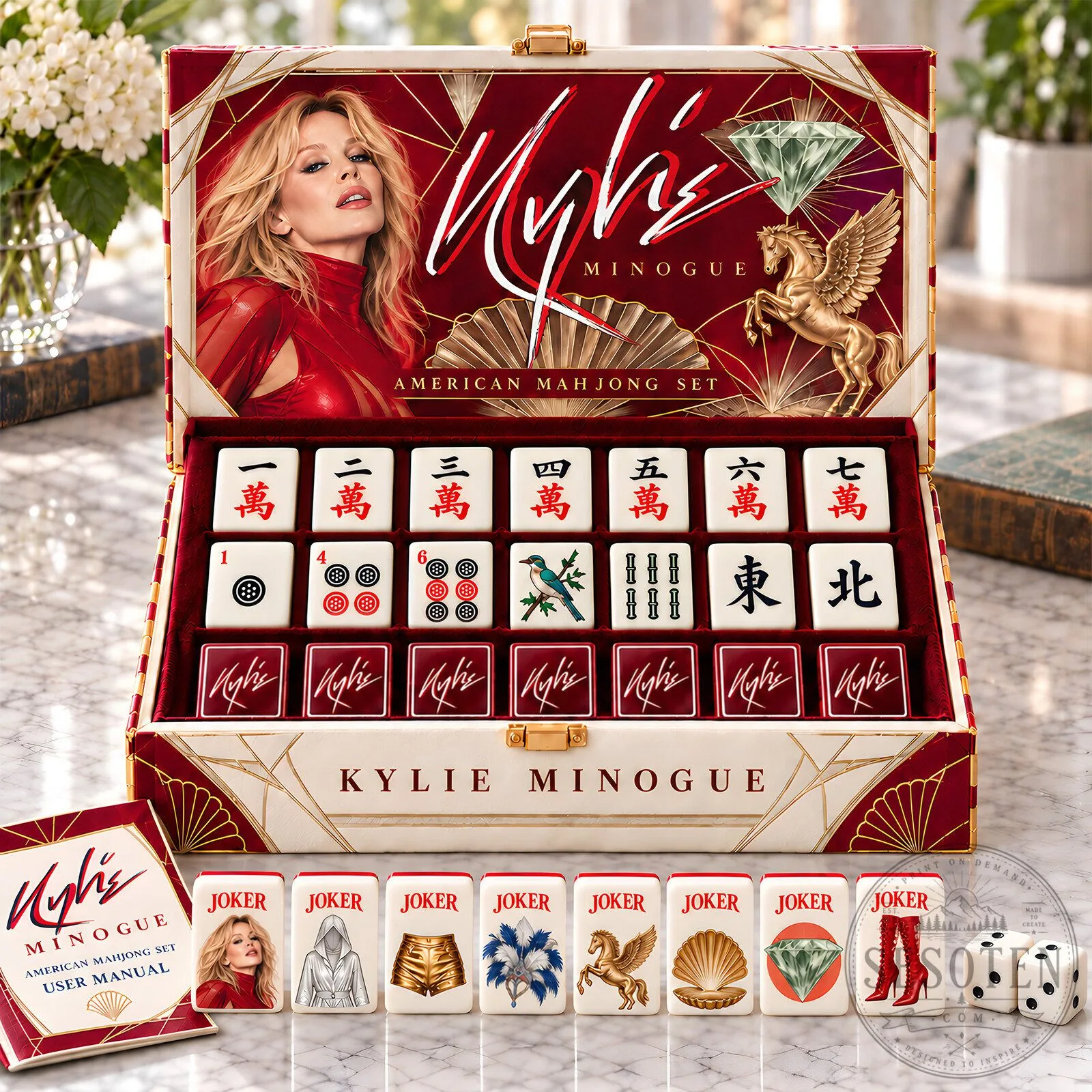 Kylie Minogue American Mahjong Tiles Set with Storage Box