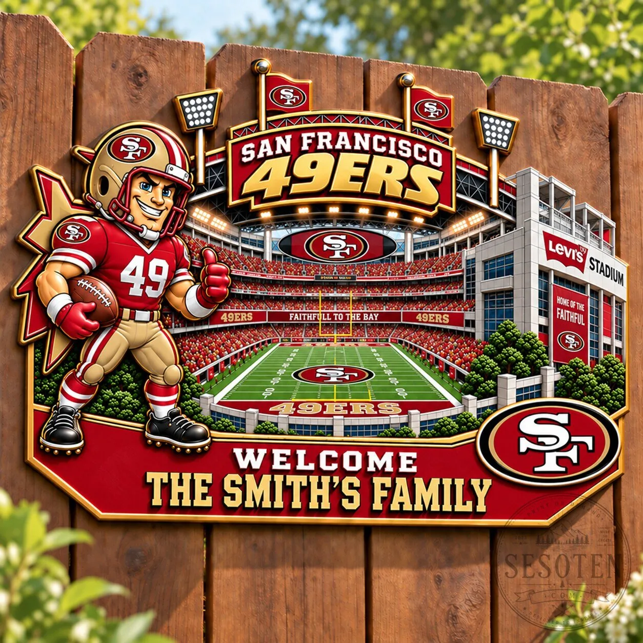 San Francisco 49ers Levi's Stadium Welcome Custom Family Name Metal Sign