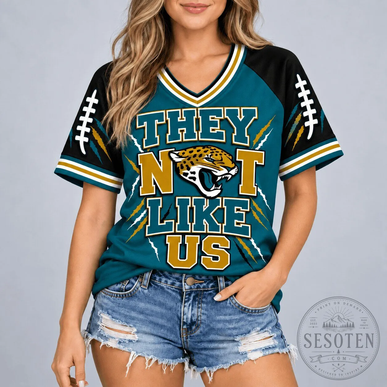 Jacksonville Jaguars They Not Like Us Football Fan V-Neck Game Day Jersey