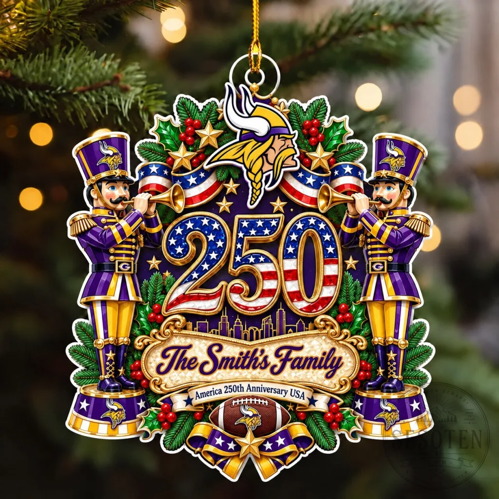 Minnesota Vikings NFL Football Team 250th Anniversary Christmas Ornament Minnesota Vikings NFL Football Team 250th Anniversary Christmas Ornament