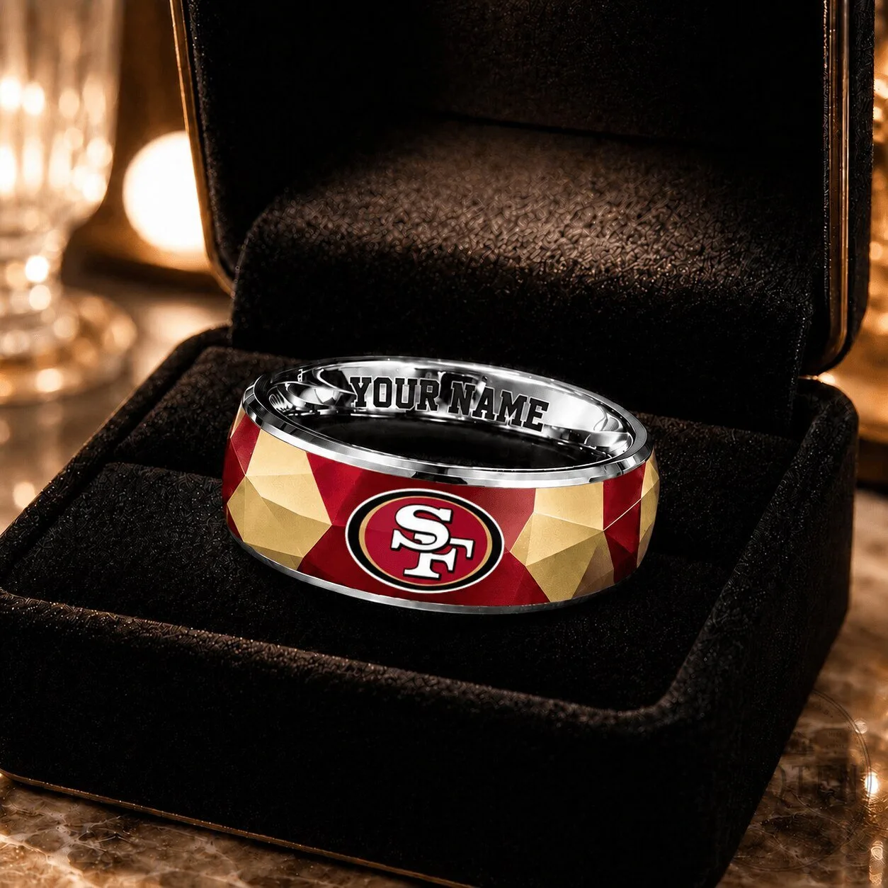 San Francisco 49ers NFL Team Logo Personalized Custom Name Ring