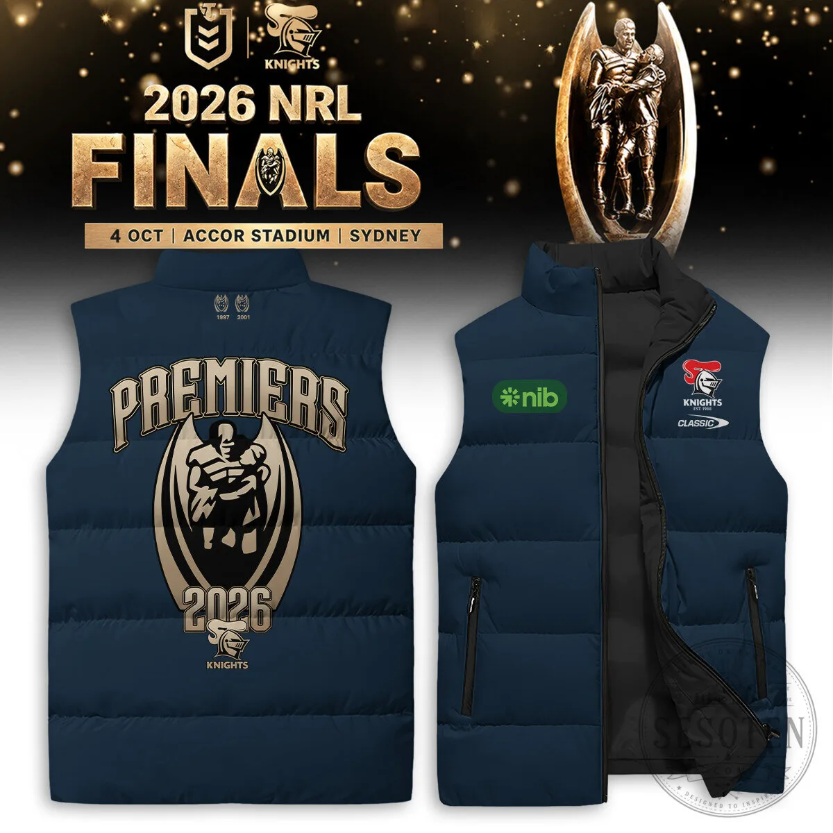 Newcastle Knights 2026 NRL Finals Premiers Rugby League Vest Jacket