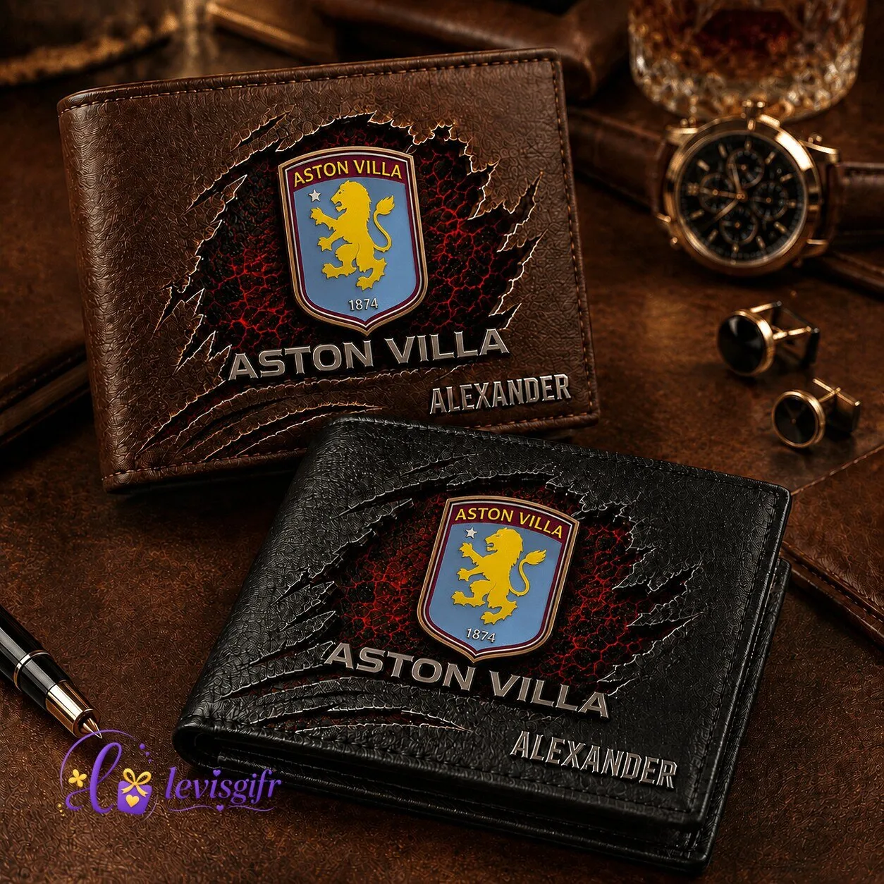 Aston Villa Football Club Personalized Leather Wallet