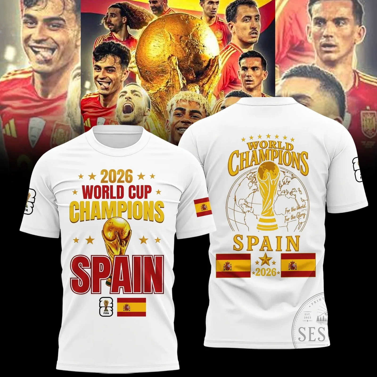 Spain National Football Team 2026 World Cup Champions Commemorative T-Shirt 17 Spain National Football Team 2026 World Cup Champions Commemorative T-Shirt