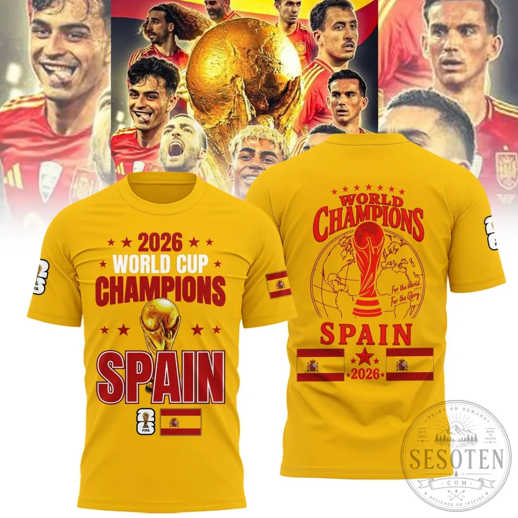 Spain National Football Team 2026 World Cup Champions Commemorative T-Shirt 42 Spain National Football Team 2026 World Cup Champions Commemorative T-Shirt
