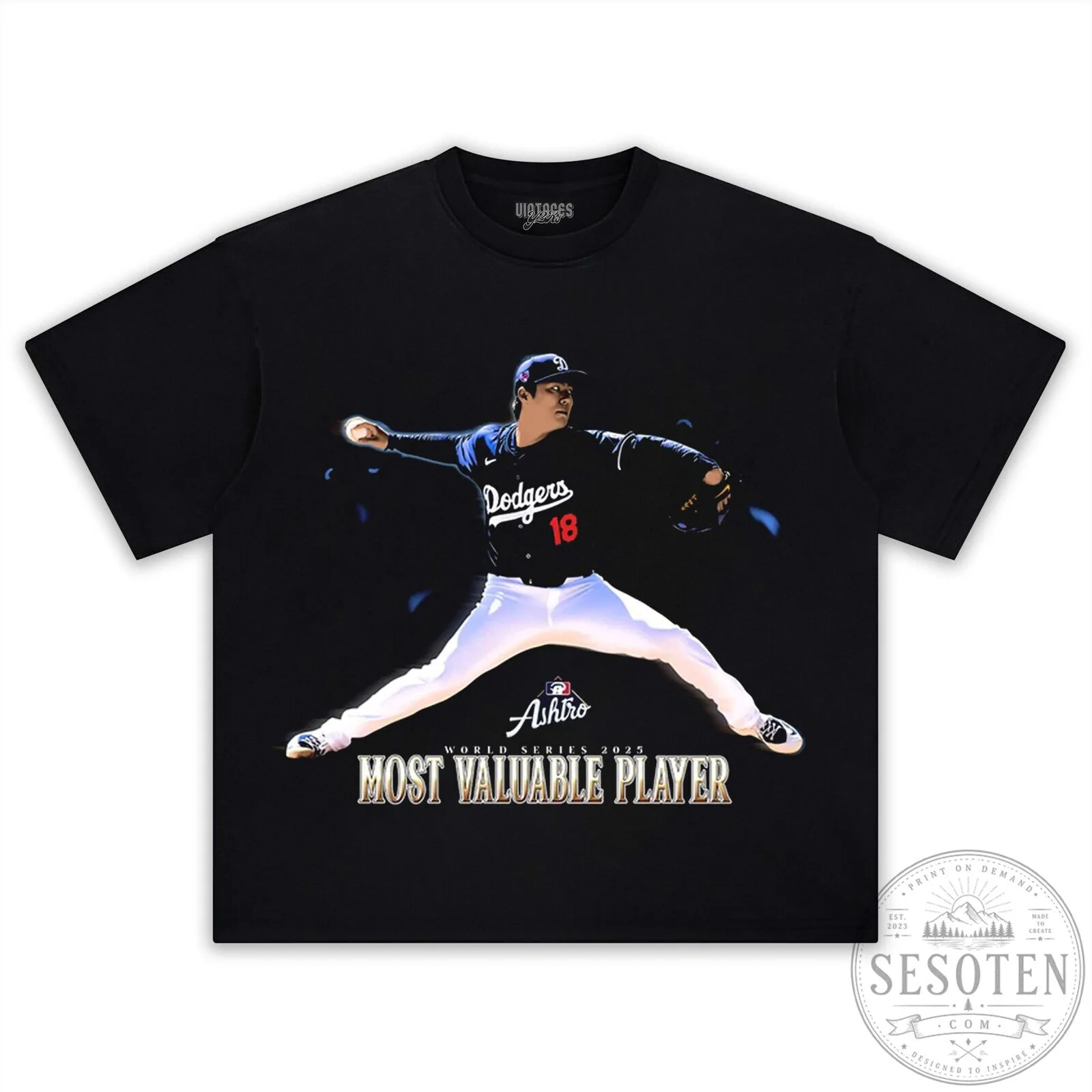 Shohei Ohtani World Series Most Valuable Player Black T-Shirt 19 Shohei Ohtani World Series Most Valuable Player Black T-Shirt