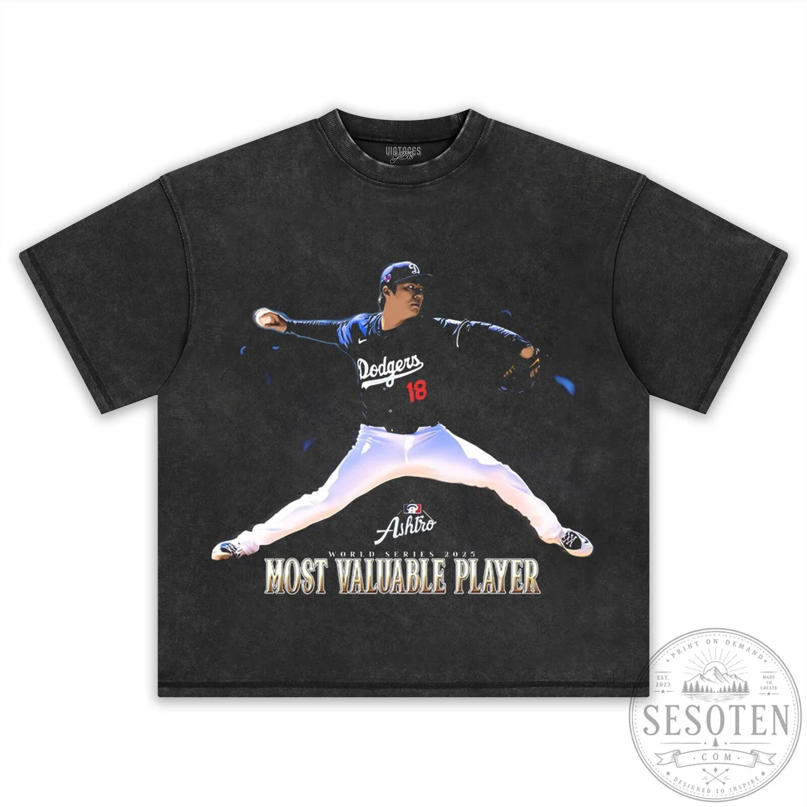 Shohei Ohtani World Series Most Valuable Player Black T-Shirt 20 Shohei Ohtani World Series Most Valuable Player Black T-Shirt