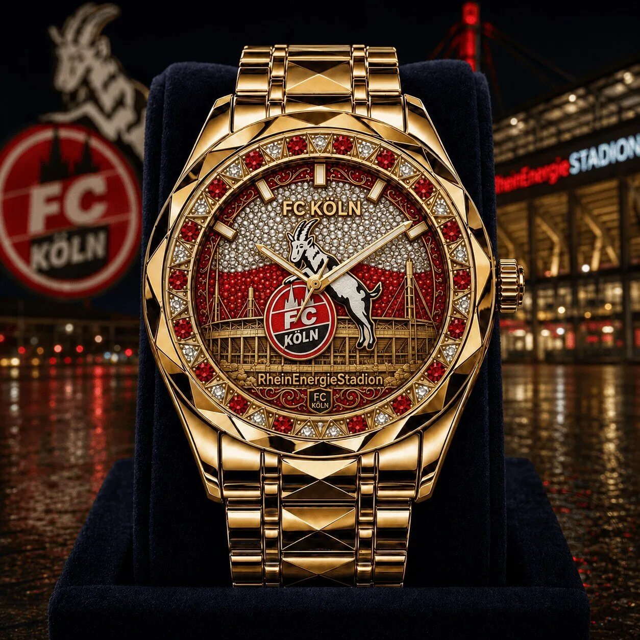 FC Koln Bundesliga Gold Tone Men's Diamond Bezel Watch