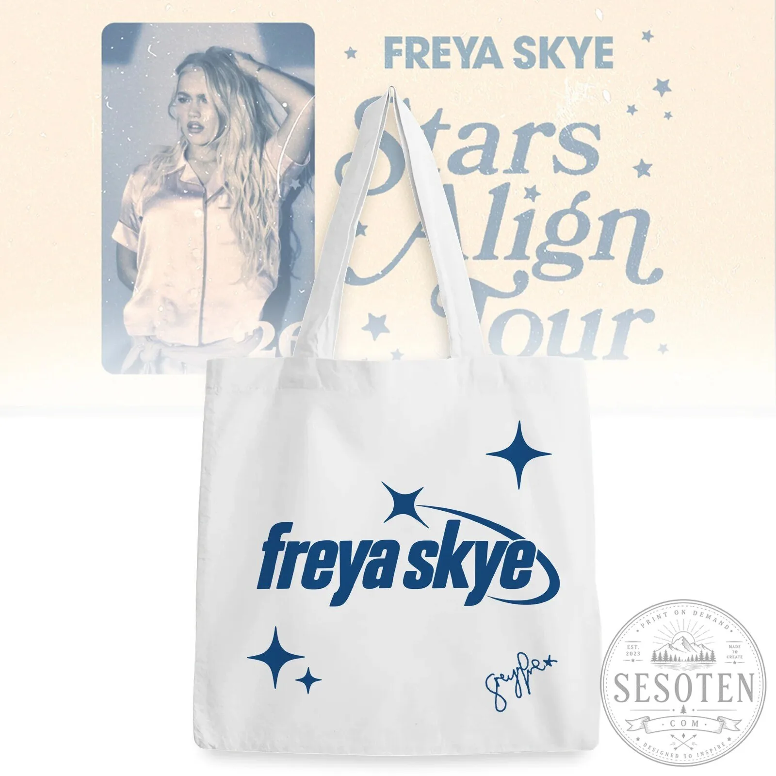 Freya Skye Stars Align Tour Concert Merch White Tote Bag