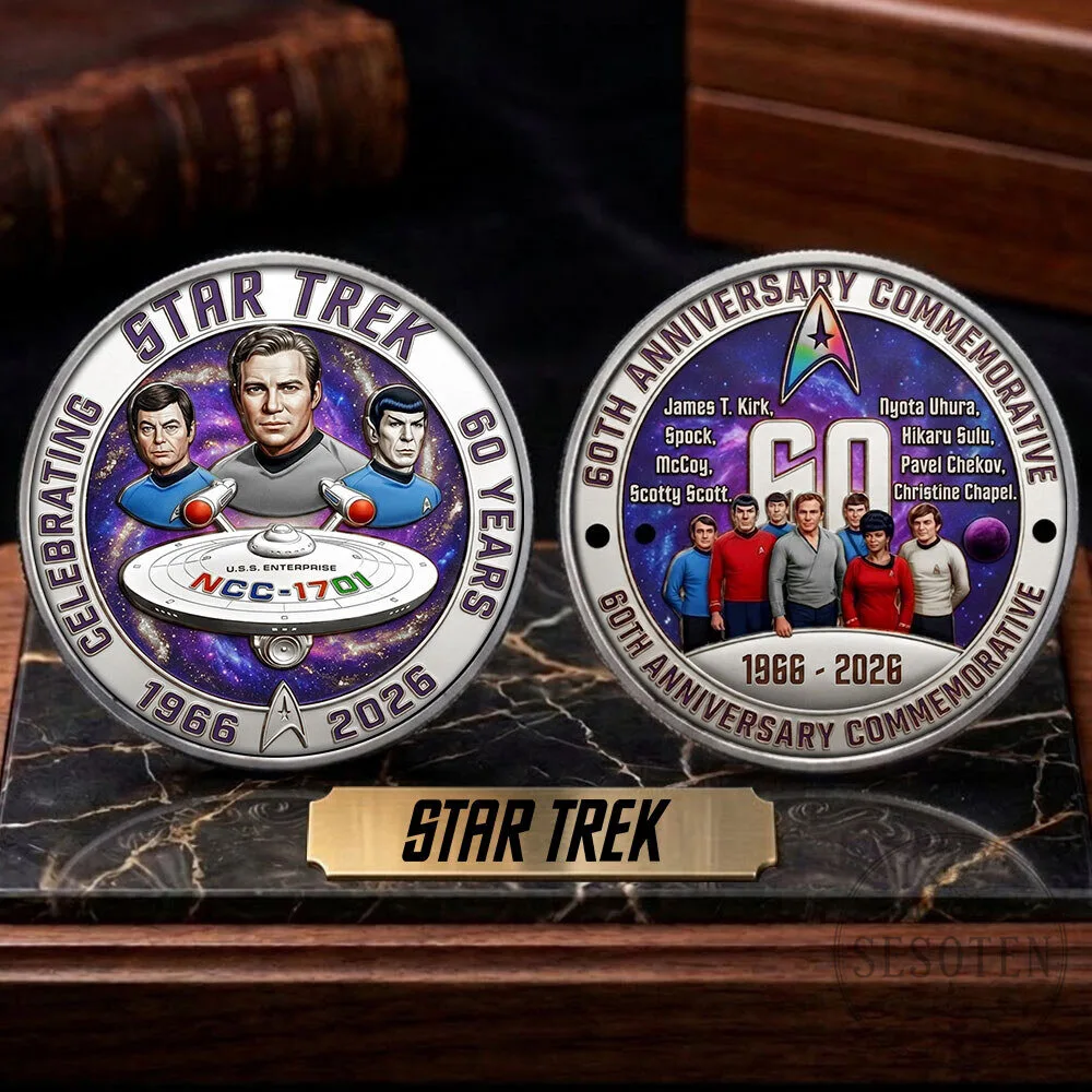 Star Trek 60th Anniversary Commemorative Coin with James T. Kirk and Spock 8 Star Trek 60th Anniversary Commemorative Coin with James T. Kirk and Spock