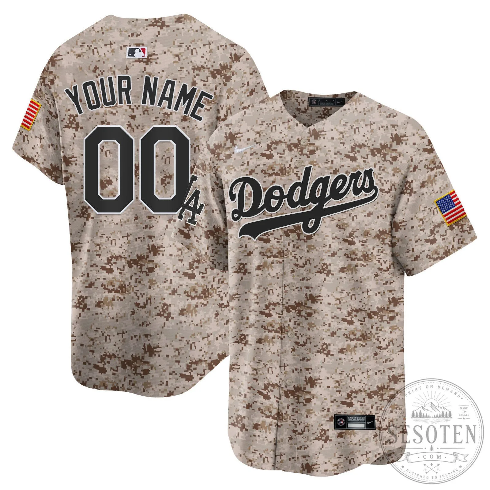 Los Angeles Dodgers Military Camouflage Custom Baseball Jersey 11 Los Angeles Dodgers Military Camouflage Custom Baseball Jersey