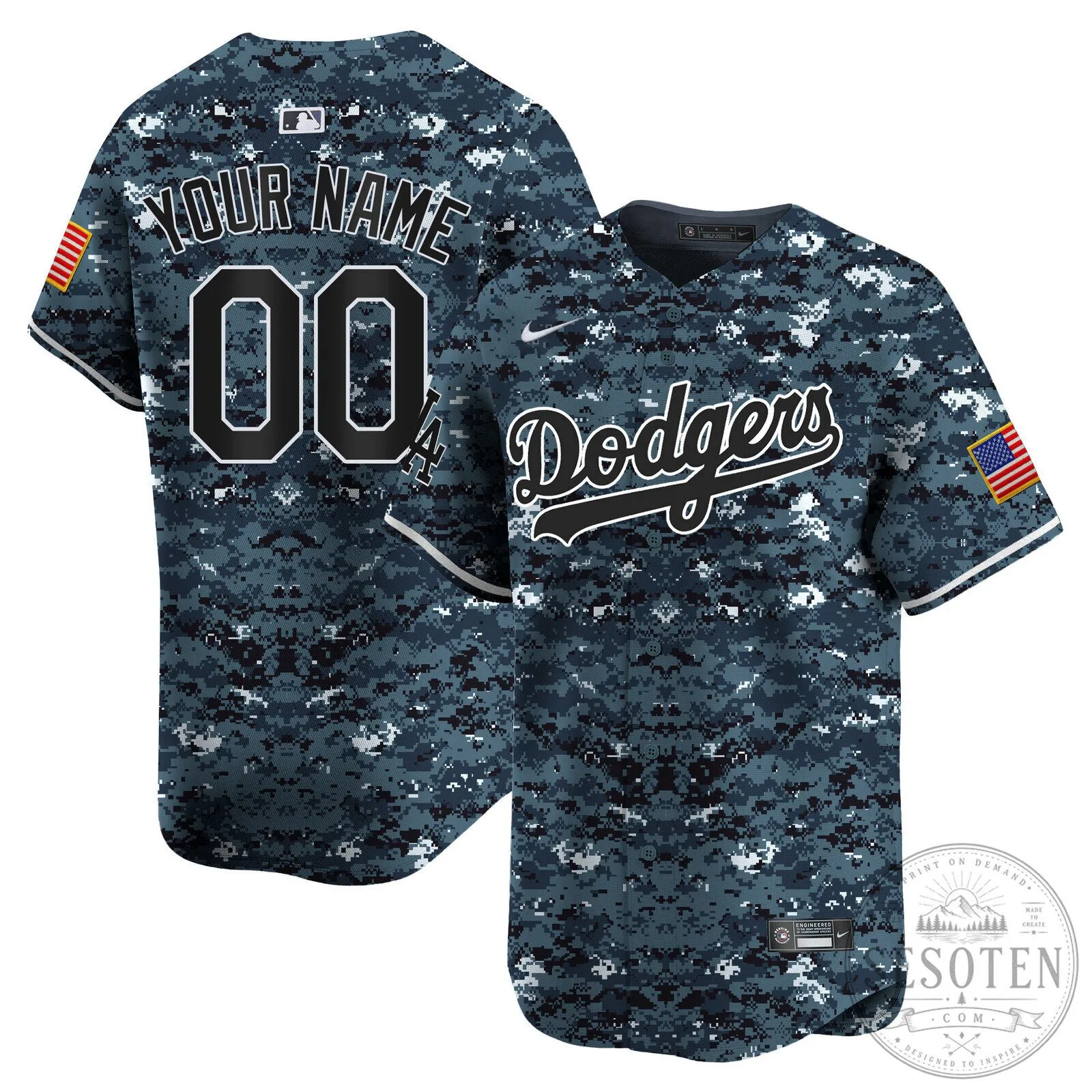 Los Angeles Dodgers Military Camouflage Custom Baseball Jersey 12 Los Angeles Dodgers Military Camouflage Custom Baseball Jersey
