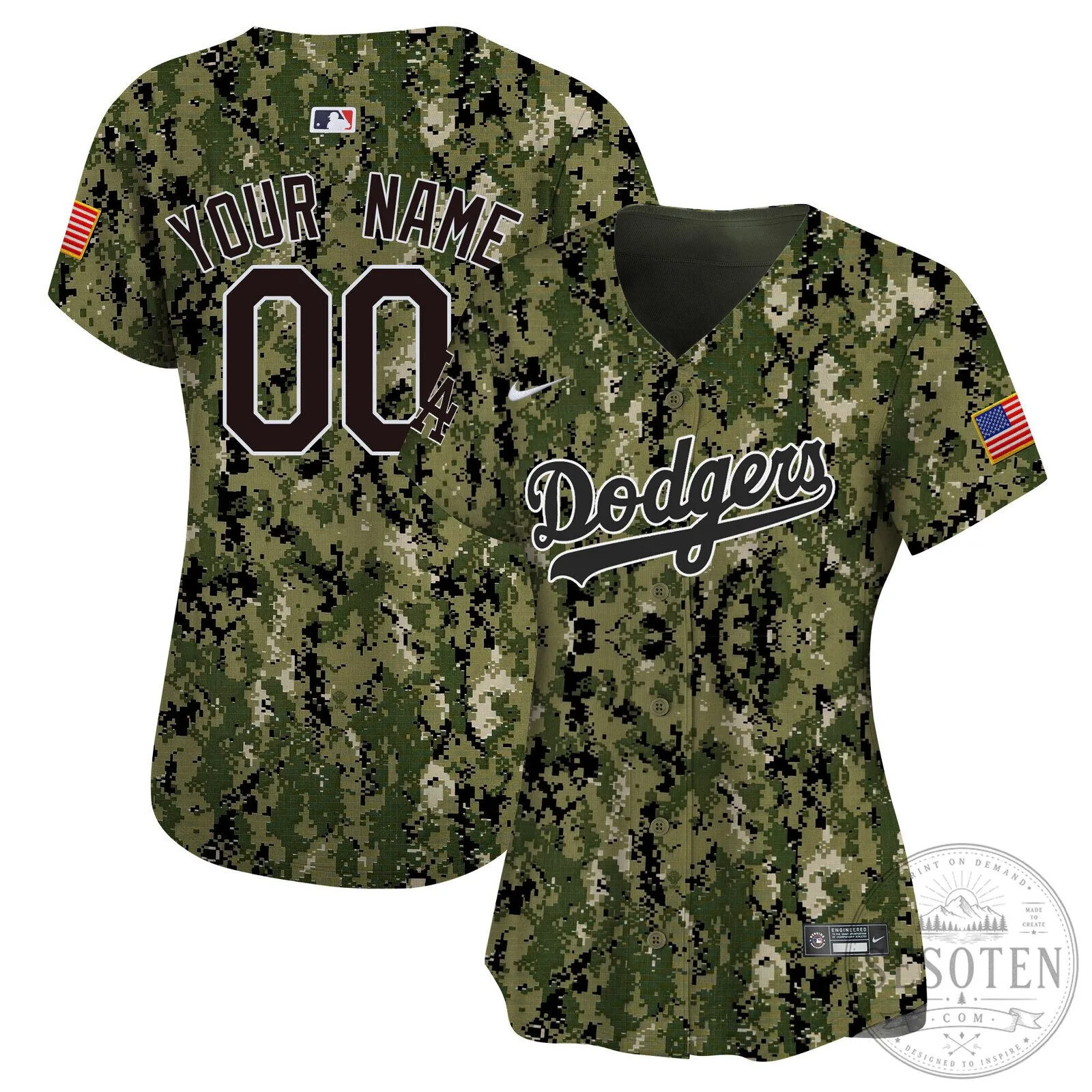 Los Angeles Dodgers Military Camouflage Custom Baseball Jersey 13 Los Angeles Dodgers Military Camouflage Custom Baseball Jersey
