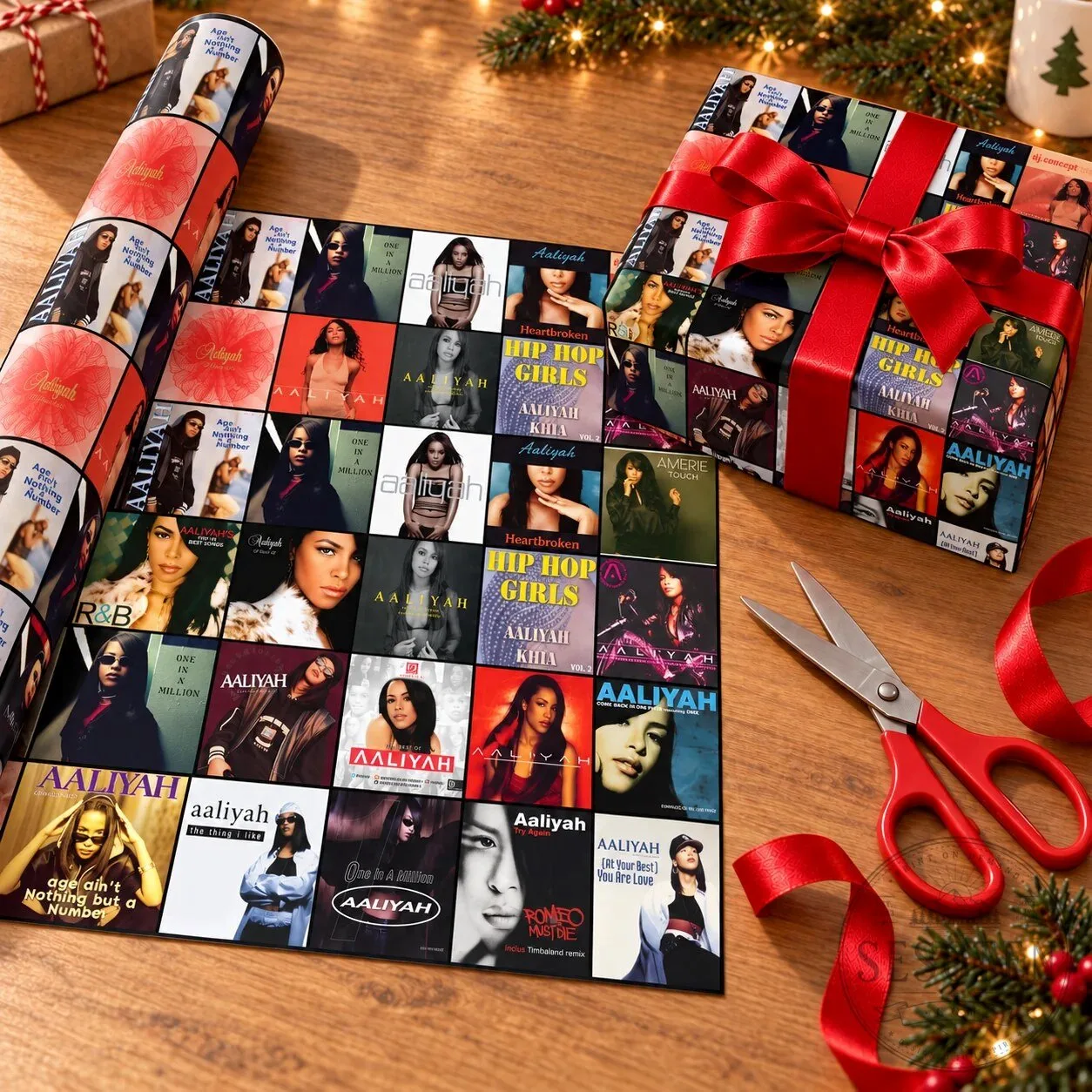 Aaliyah Album Covers Collage Gift Wrapping Paper Roll 4 Aaliyah Album Covers Collage Gift Wrapping Paper Roll