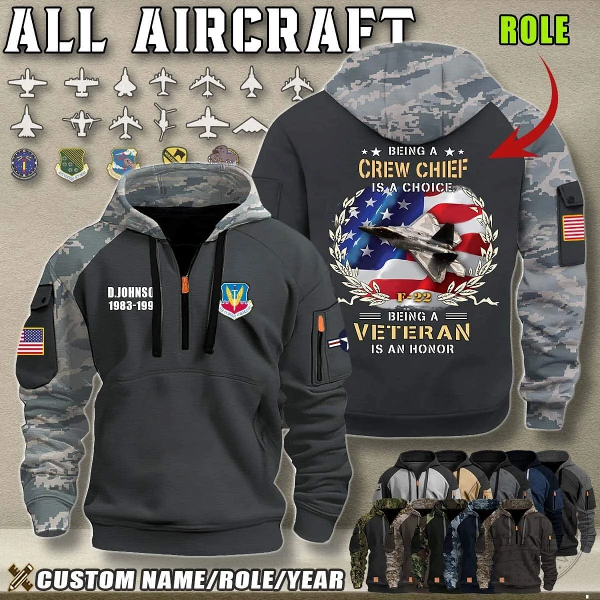 Crew Chief Veteran Honor F-22 Fighter Jet American Flag Camouflage Hoodie 2 Crew Chief Veteran Honor F-22 Fighter Jet American Flag Camouflage Hoodie