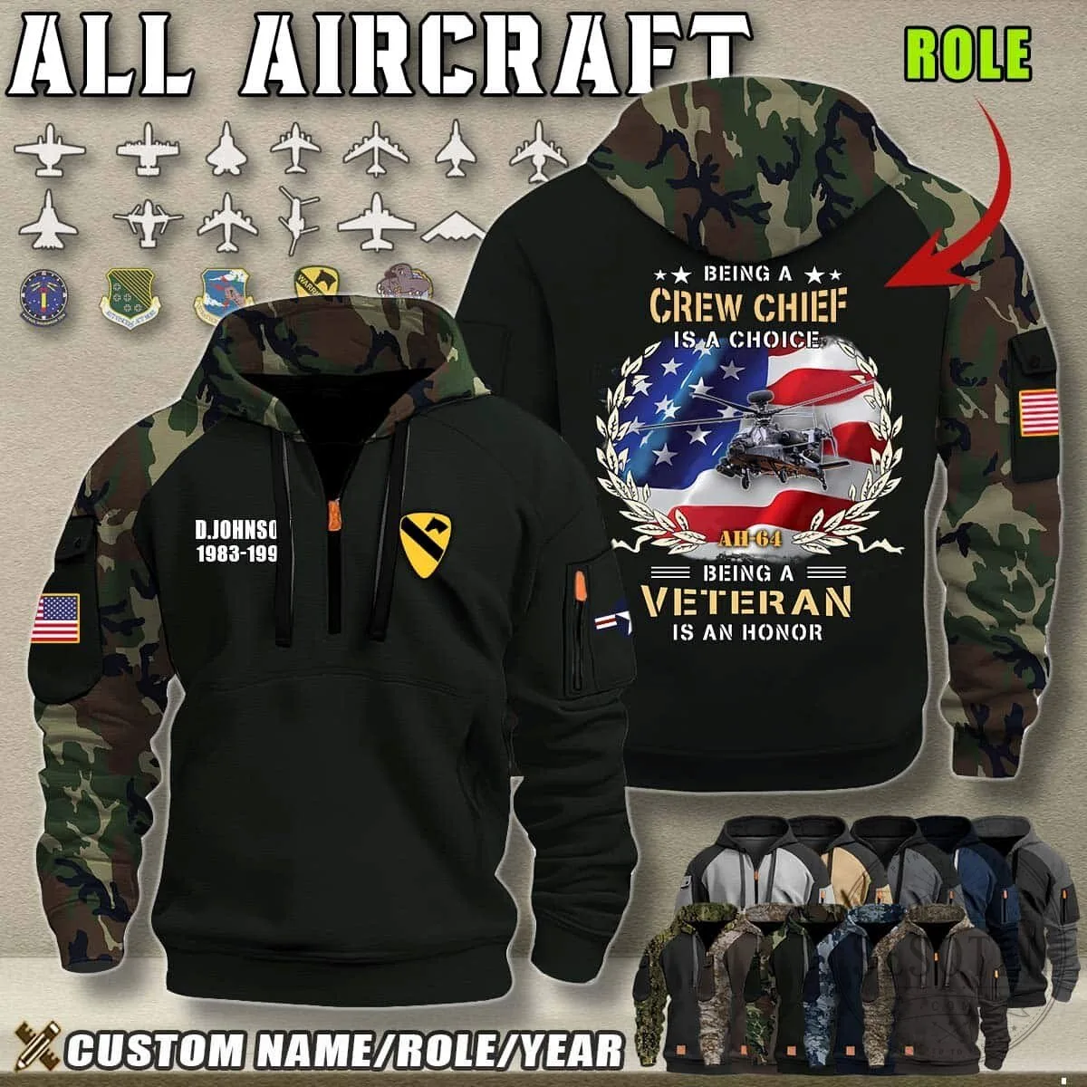Crew Chief Veteran Honor F-22 Fighter Jet American Flag Camouflage Hoodie 17 Crew Chief Veteran Honor F-22 Fighter Jet American Flag Camouflage Hoodie