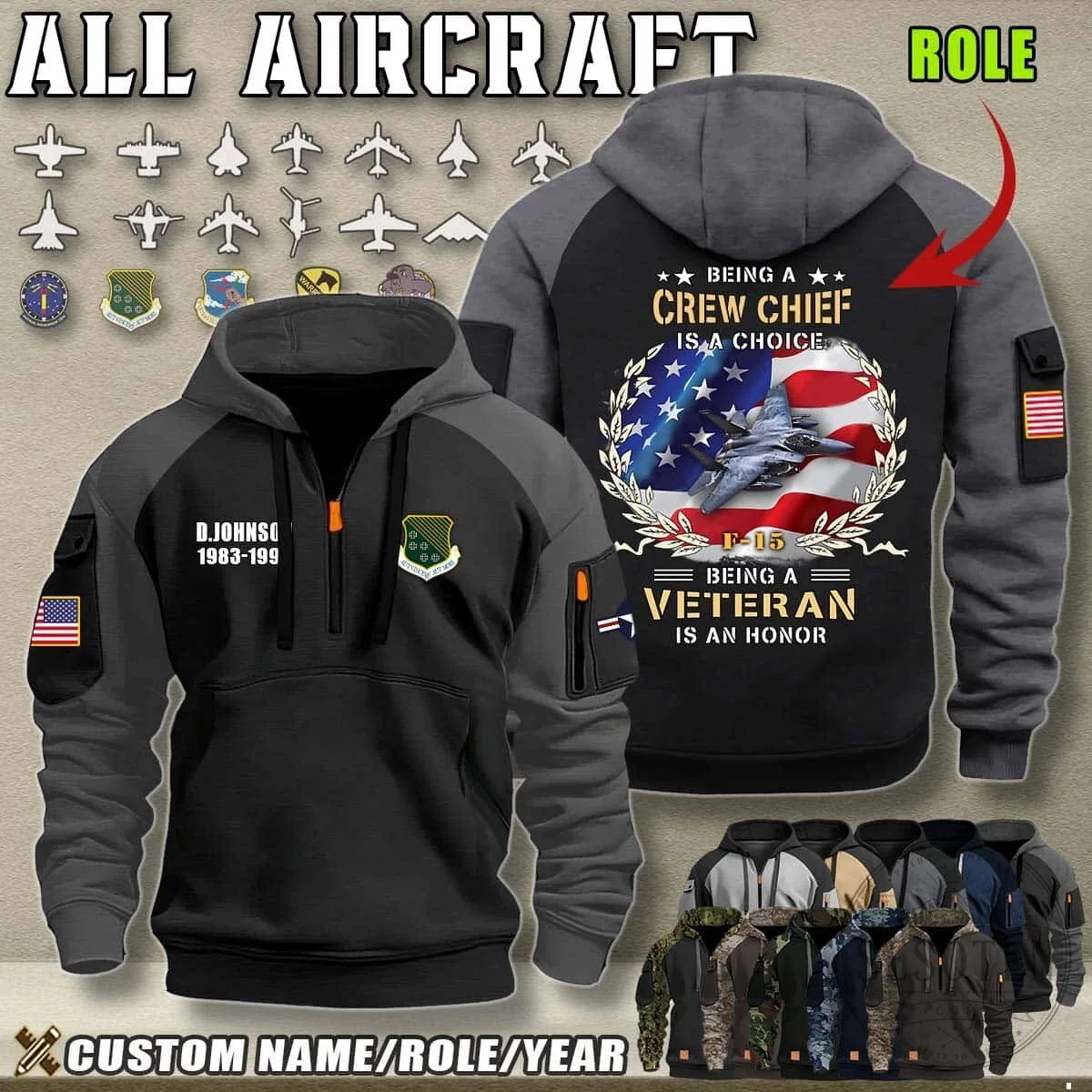 Crew Chief Veteran Honor F-22 Fighter Jet American Flag Camouflage Hoodie 18 Crew Chief Veteran Honor F-22 Fighter Jet American Flag Camouflage Hoodie