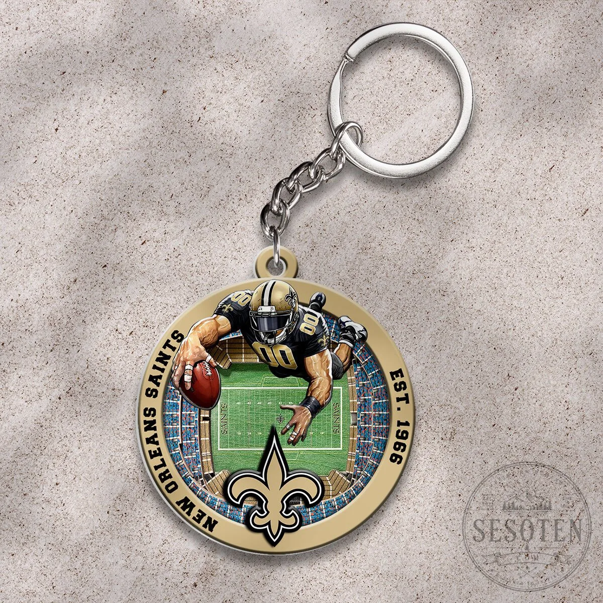 New Orleans Saints Football Player Round Keychain