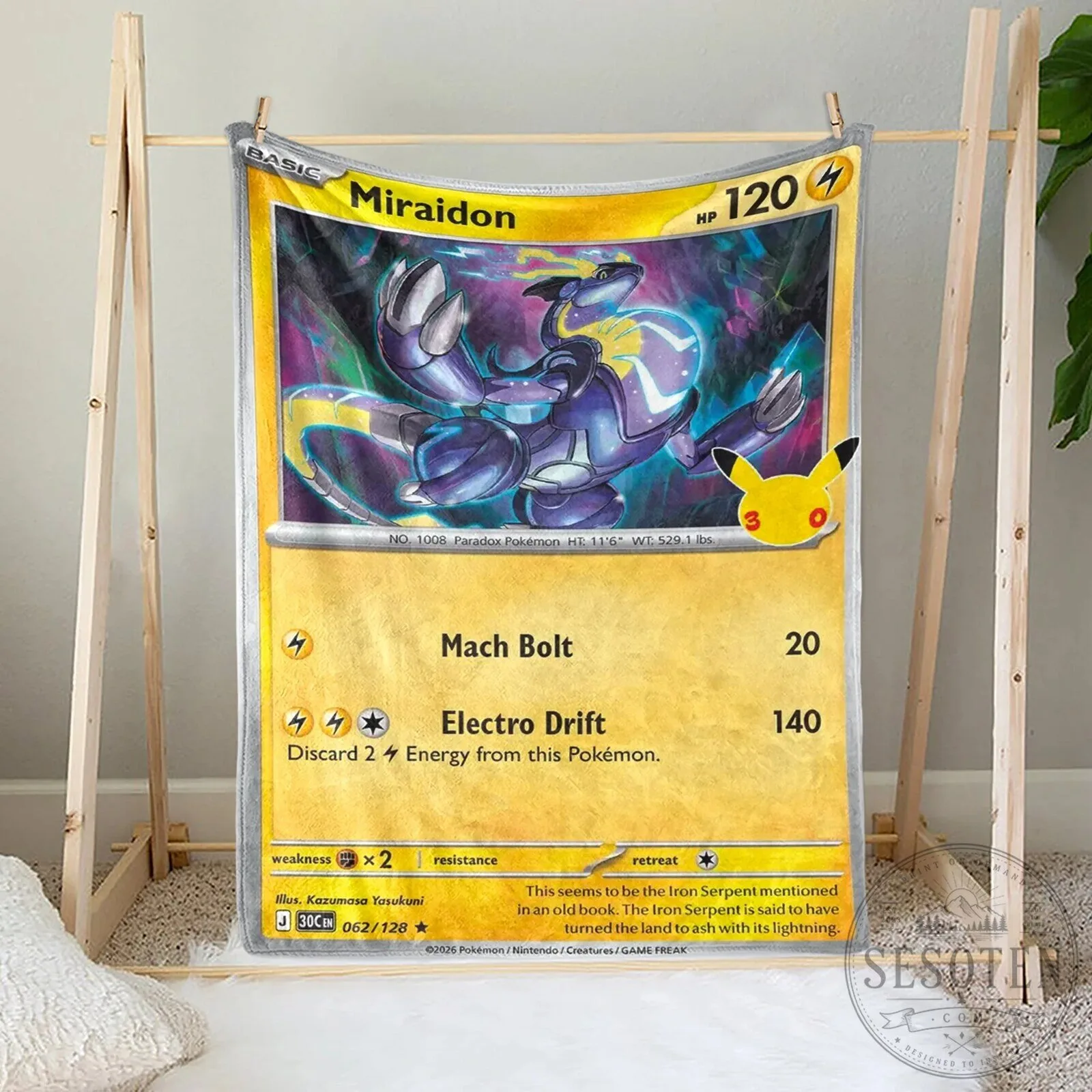 Pokemon Miraidon Paradox Iron Serpent Trading Card Game Fleece Blanket 7 Pokemon Miraidon Paradox Iron Serpent Trading Card Game Fleece Blanket