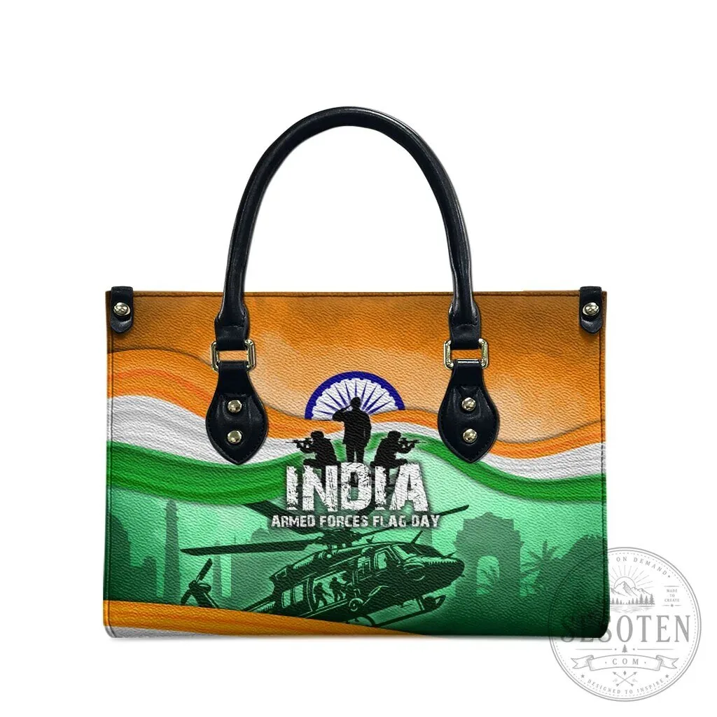 India Armed Forces Flag Day Patriotic Military Flag Design Leather Handbag 11 India Armed Forces Flag Day Patriotic Military Flag Design Leather Handbag