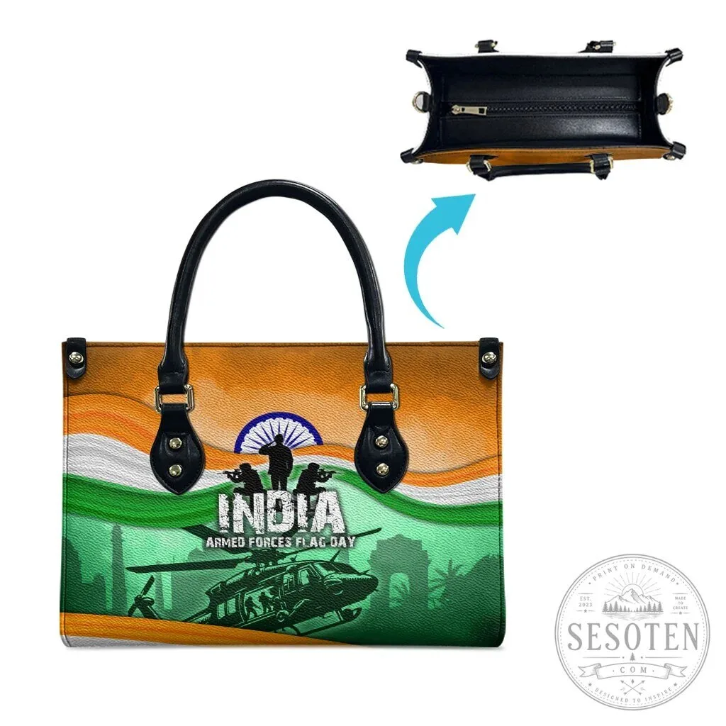 India Armed Forces Flag Day Patriotic Military Flag Design Leather Handbag 12 India Armed Forces Flag Day Patriotic Military Flag Design Leather Handbag