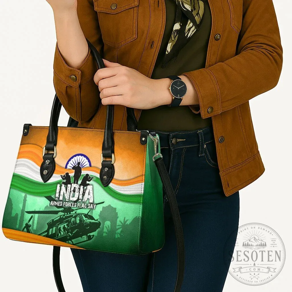 India Armed Forces Flag Day Patriotic Military Flag Design Leather Handbag 14 India Armed Forces Flag Day Patriotic Military Flag Design Leather Handbag