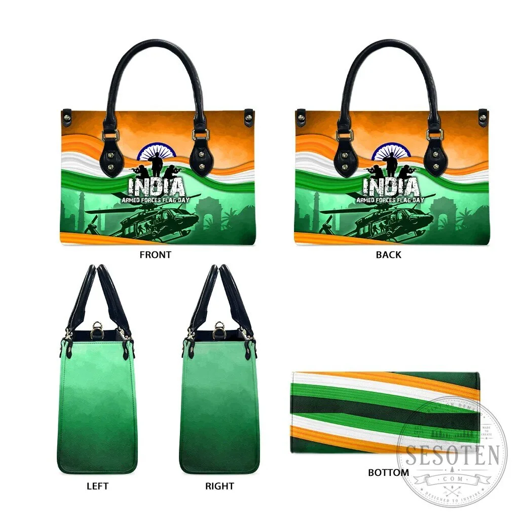 India Armed Forces Flag Day Patriotic Military Flag Design Leather Handbag 15 India Armed Forces Flag Day Patriotic Military Flag Design Leather Handbag
