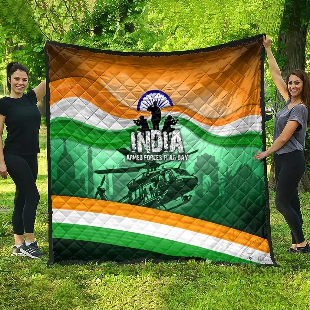 India Armed Forces Flag Day Patriotic Indian Military Soldier Helicopter Quilt 13 India Armed Forces Flag Day Patriotic Indian Military Soldier Helicopter Quilt