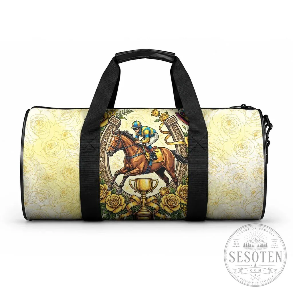 Melbourne Horse Racing Duffle Bag with Yellow Rose Floral Pattern