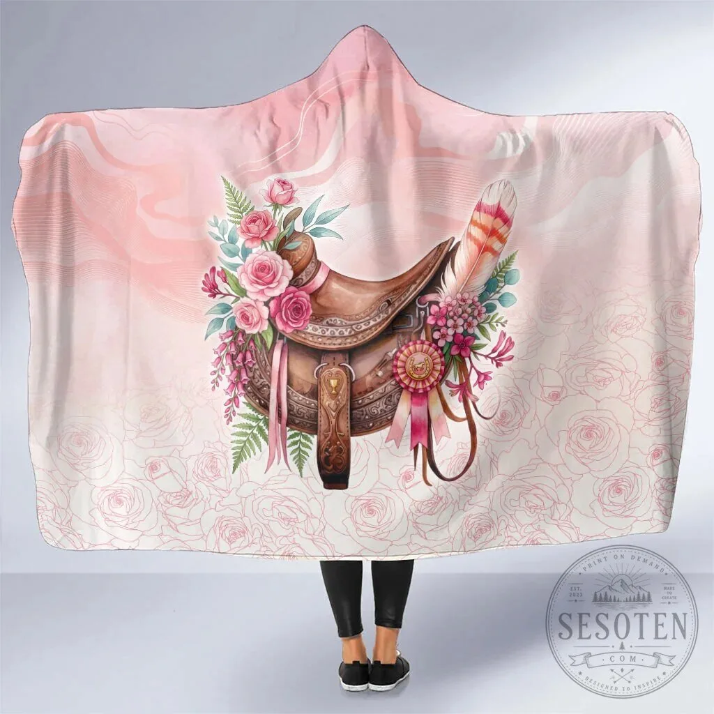Pink Rose Floral Horse Saddle Hooded Blanket with Waxflower Flowers 1 Pink Rose Floral Horse Saddle Hooded Blanket with Waxflower Flowers