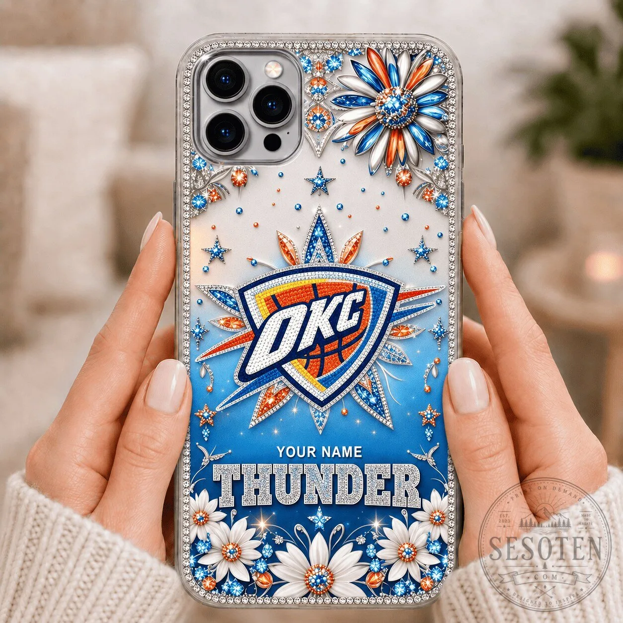 Oklahoma City Thunder NBA Personalized Custom Name Bling Phone Case
