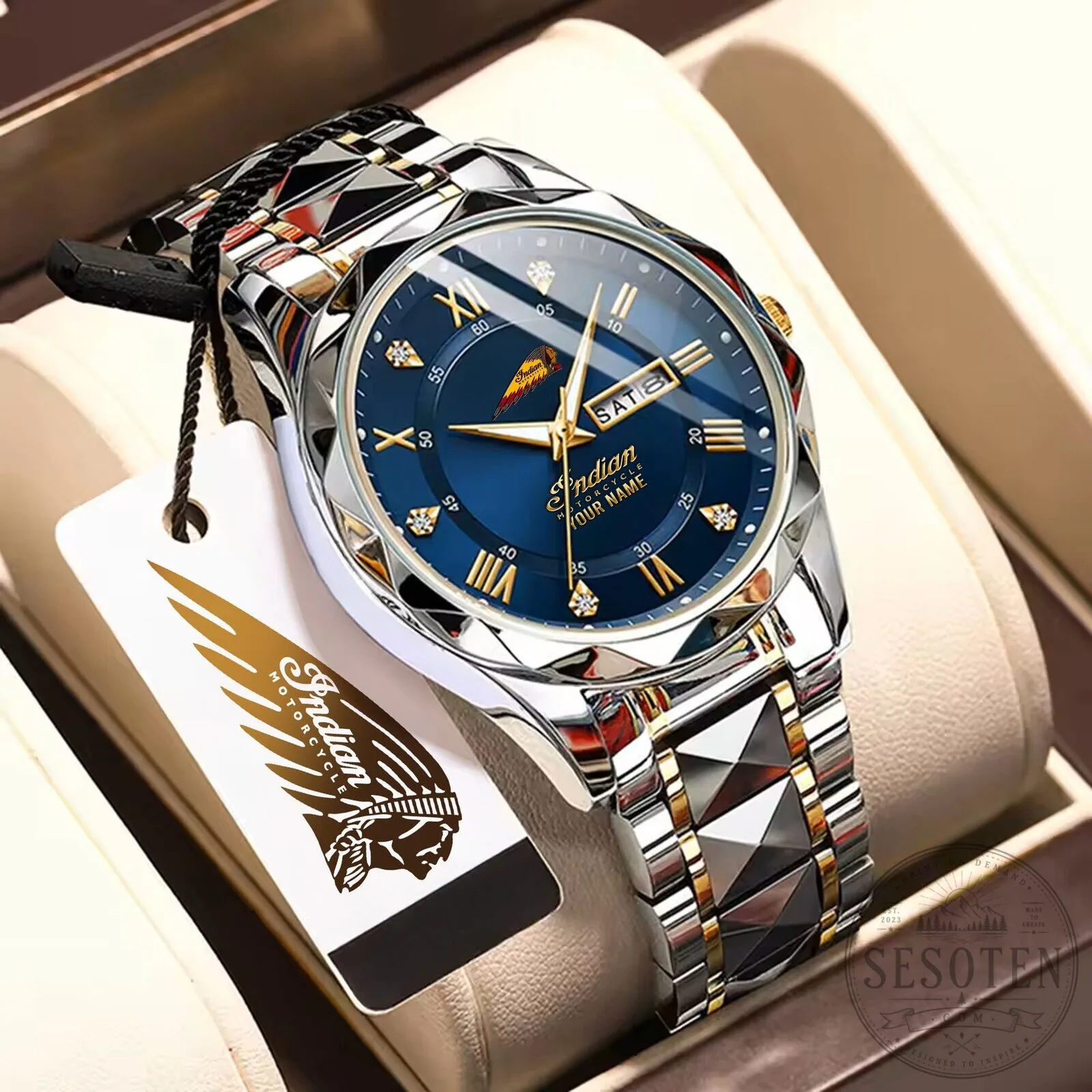 Indian Motorcycle Custom Name Elegant Fashion Design Men's Watch