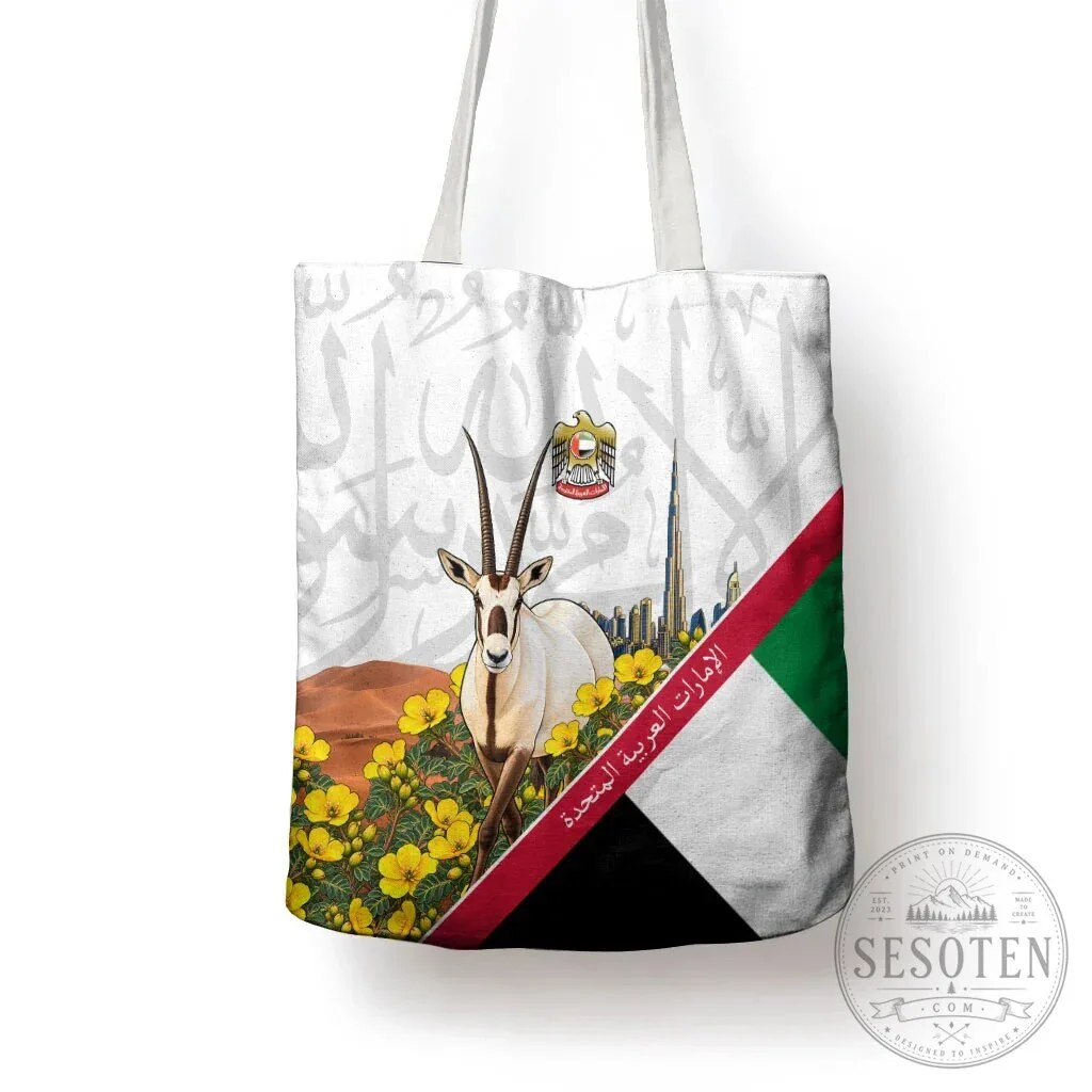 United Arab Emirates National Day Arabian Oryx Floral Tote Bag 14 United Arab Emirates National Day Arabian Oryx Floral Tote Bag