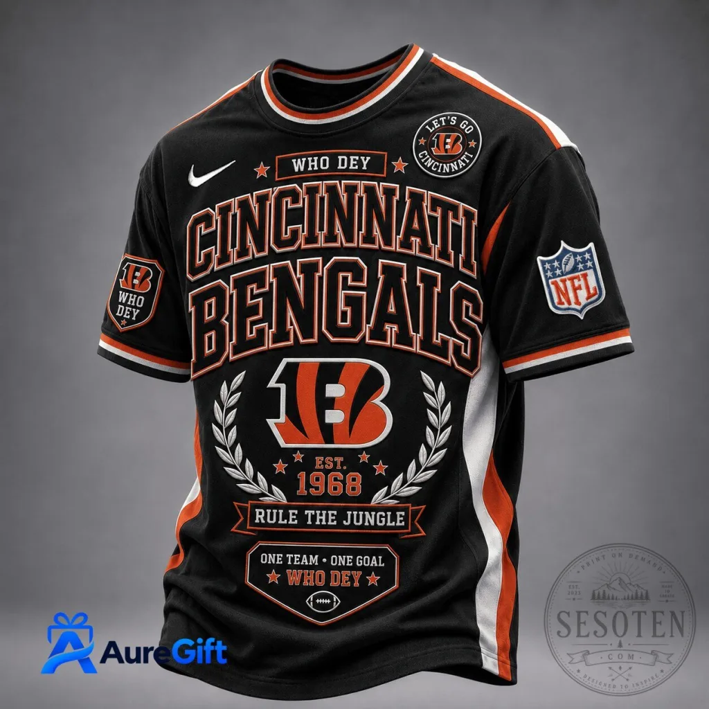 Cincinnati Bengals NFL Football Who Dey Rule The Jungle Fan T-Shirt Cincinnati Bengals NFL Football Who Dey Rule The Jungle Fan T-Shirt
