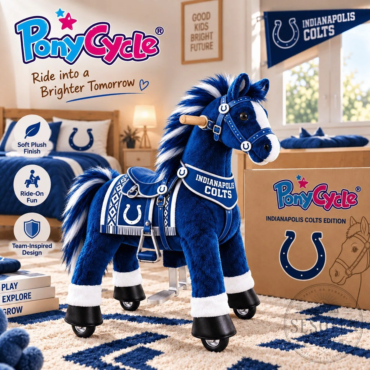 Indianapolis Colts Team Mascot Rideable Plush Horse Toy