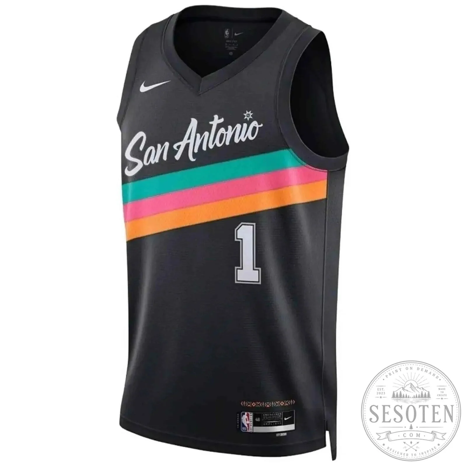 San Antonio Spurs Victor Wembanyama Number 1 Statement Edition Black Basketball Jersey