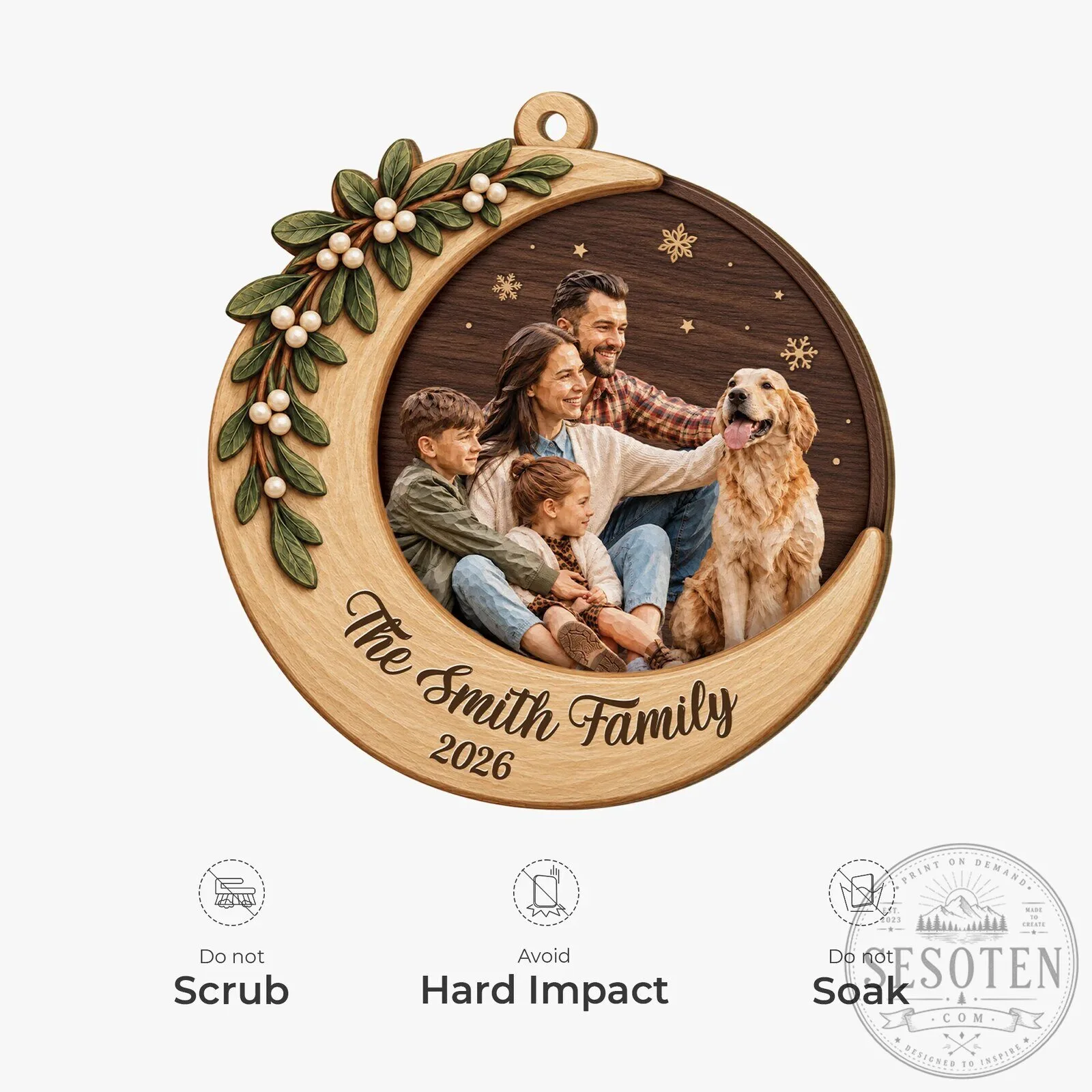 Personalized Family Photo Moon Christmas Tree Ornament with Custom Name and Year 14 Personalized Family Photo Moon Christmas Tree Ornament with Custom Name and Year