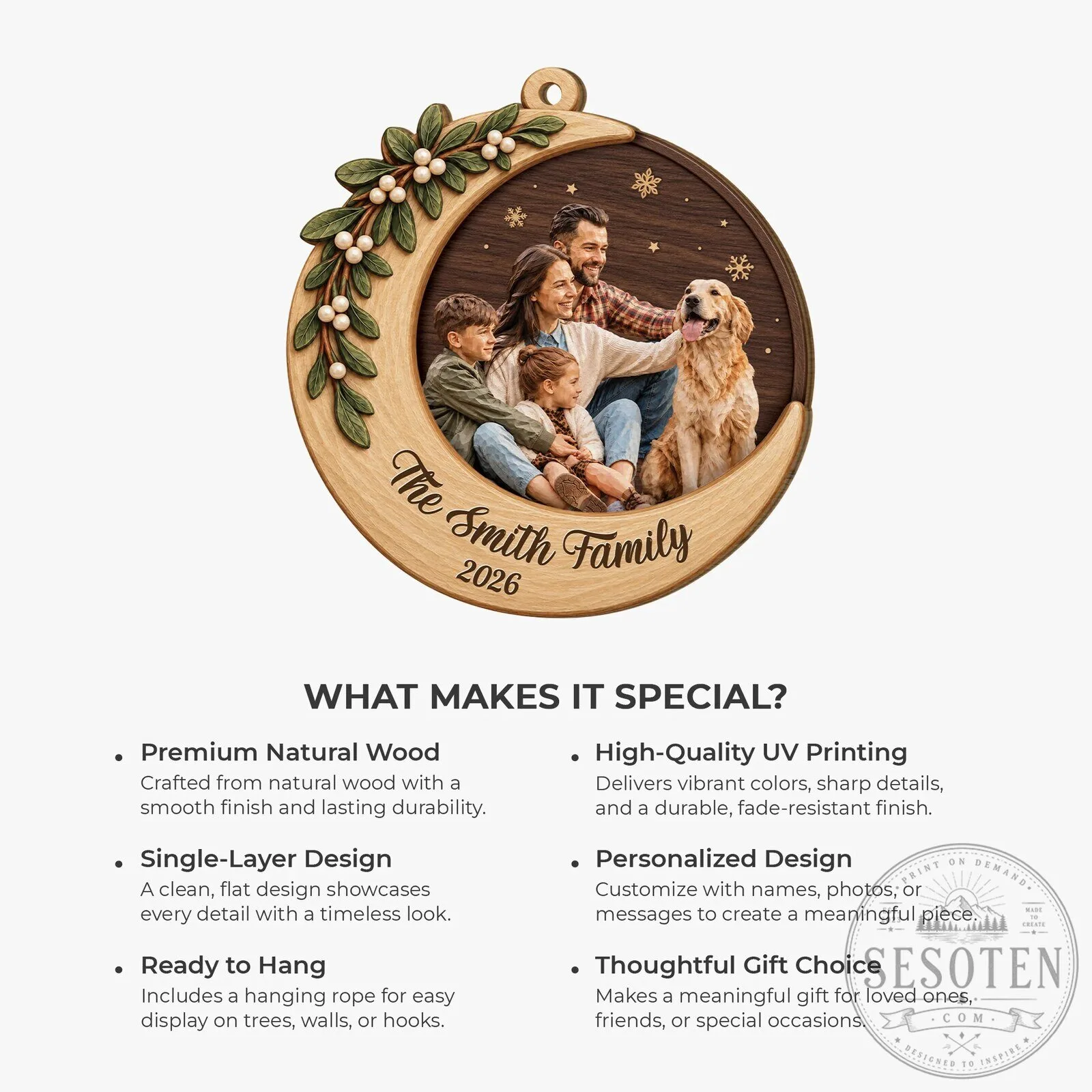Personalized Family Photo Moon Christmas Tree Ornament with Custom Name and Year 15 Personalized Family Photo Moon Christmas Tree Ornament with Custom Name and Year