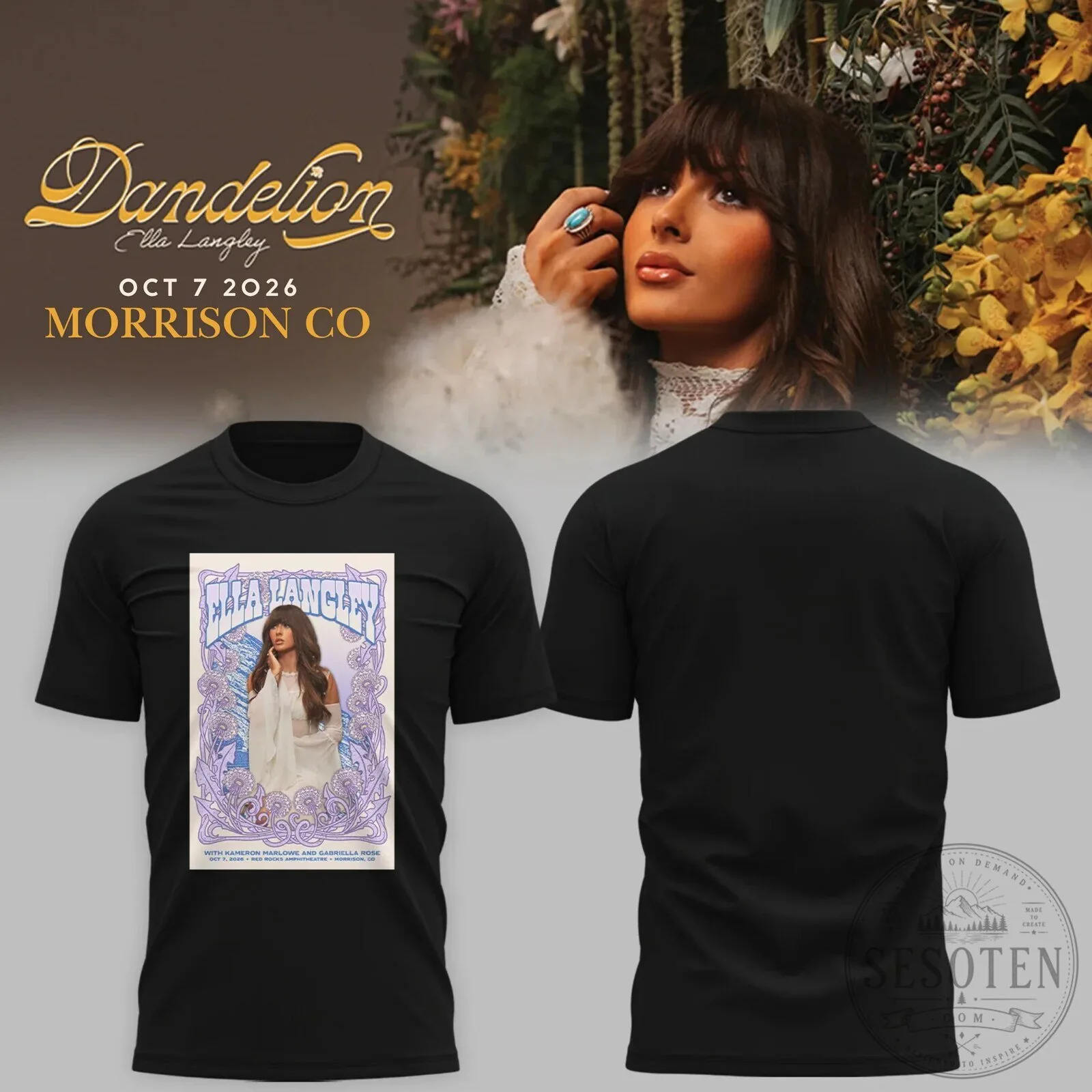 Ella Langley Dandelion Tour Morrison Colorado Concert Event T-Shirt