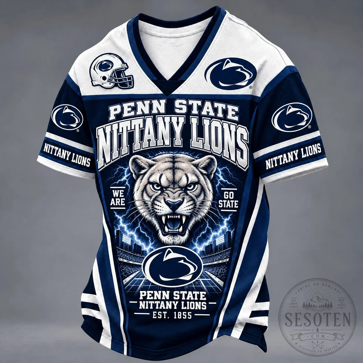 Penn State Nittany Lions Mascot Spirit V-Neck Football Jersey 2 Penn State Nittany Lions Mascot Spirit V-Neck Football Jersey