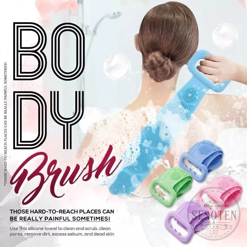 Silicone Back Scrubber Bath Shower Body Brush Exfoliating Skin Cleaner
