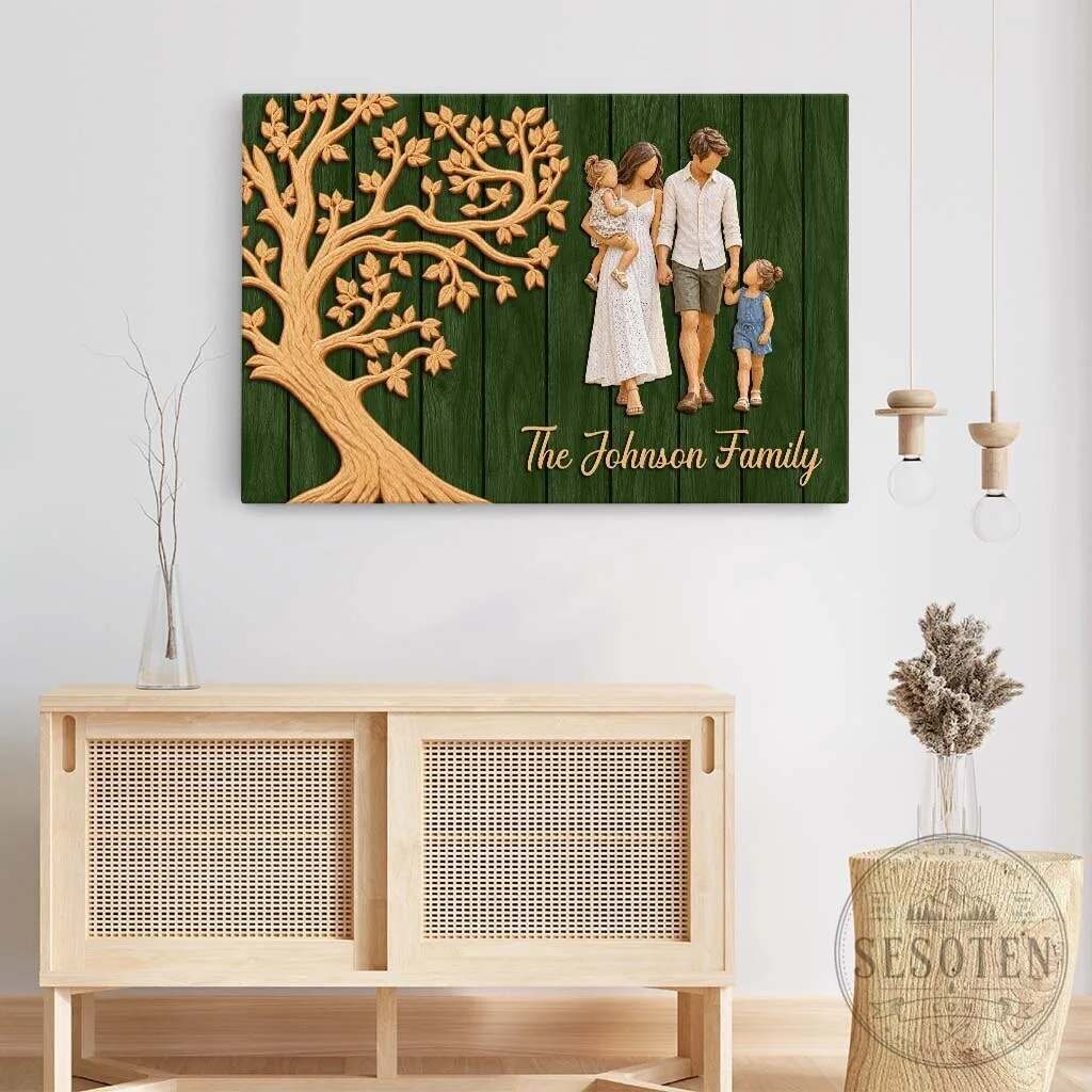 Personalized Family Tree Photo Canvas Wall Art, Custom Family Name Gift 6 Personalized Family Tree Photo Canvas Wall Art, Custom Family Name Gift