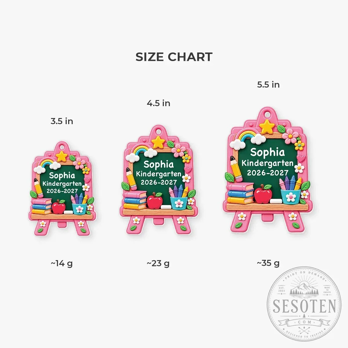 Personalized Back to School Easel Acrylic Ornament for Kids, First Day of School Keepsake 13 Personalized Back to School Easel Acrylic Ornament for Kids, First Day of School Keepsake