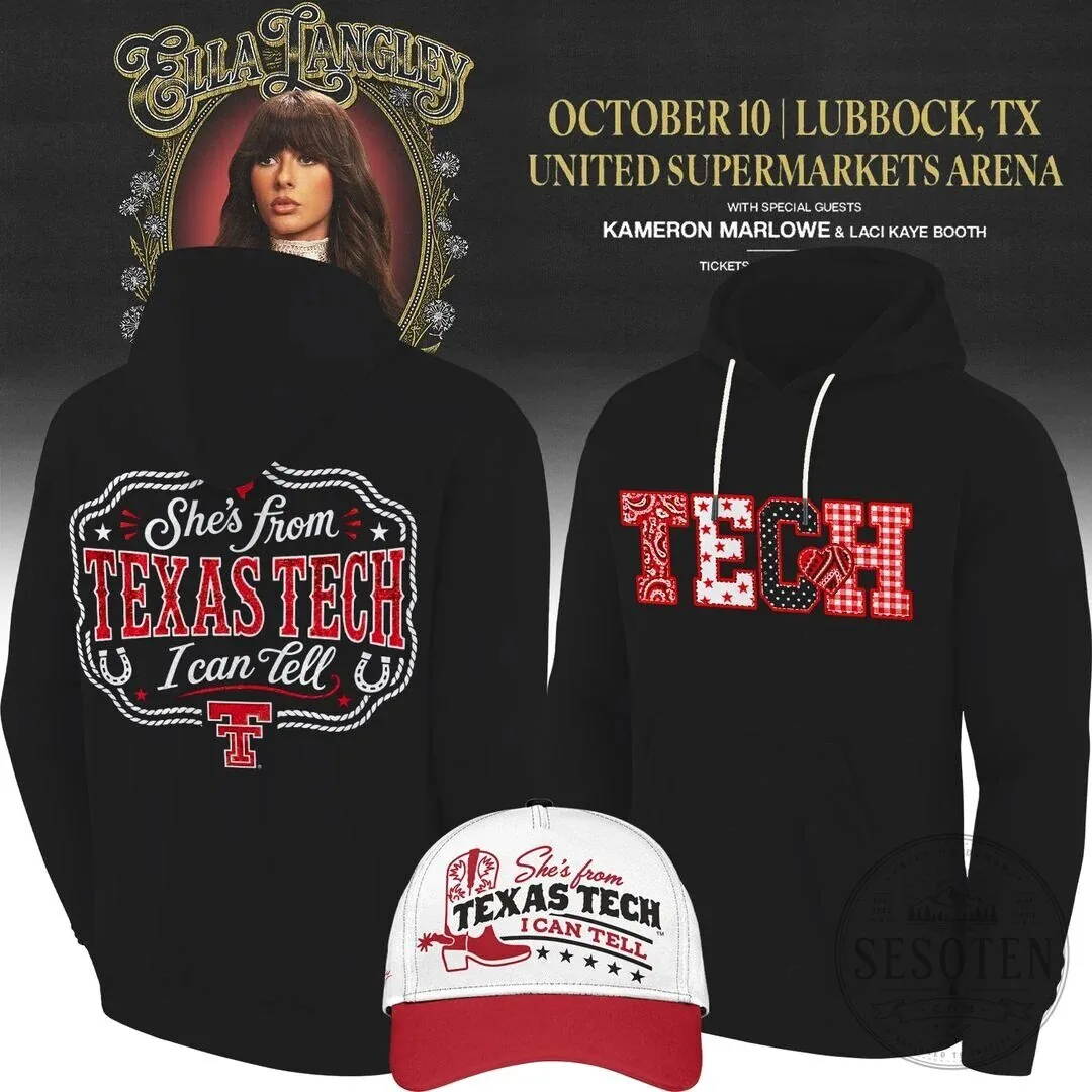 Texas Tech Red Raiders Ella Langley The Dandelion Tour Black Hoodie