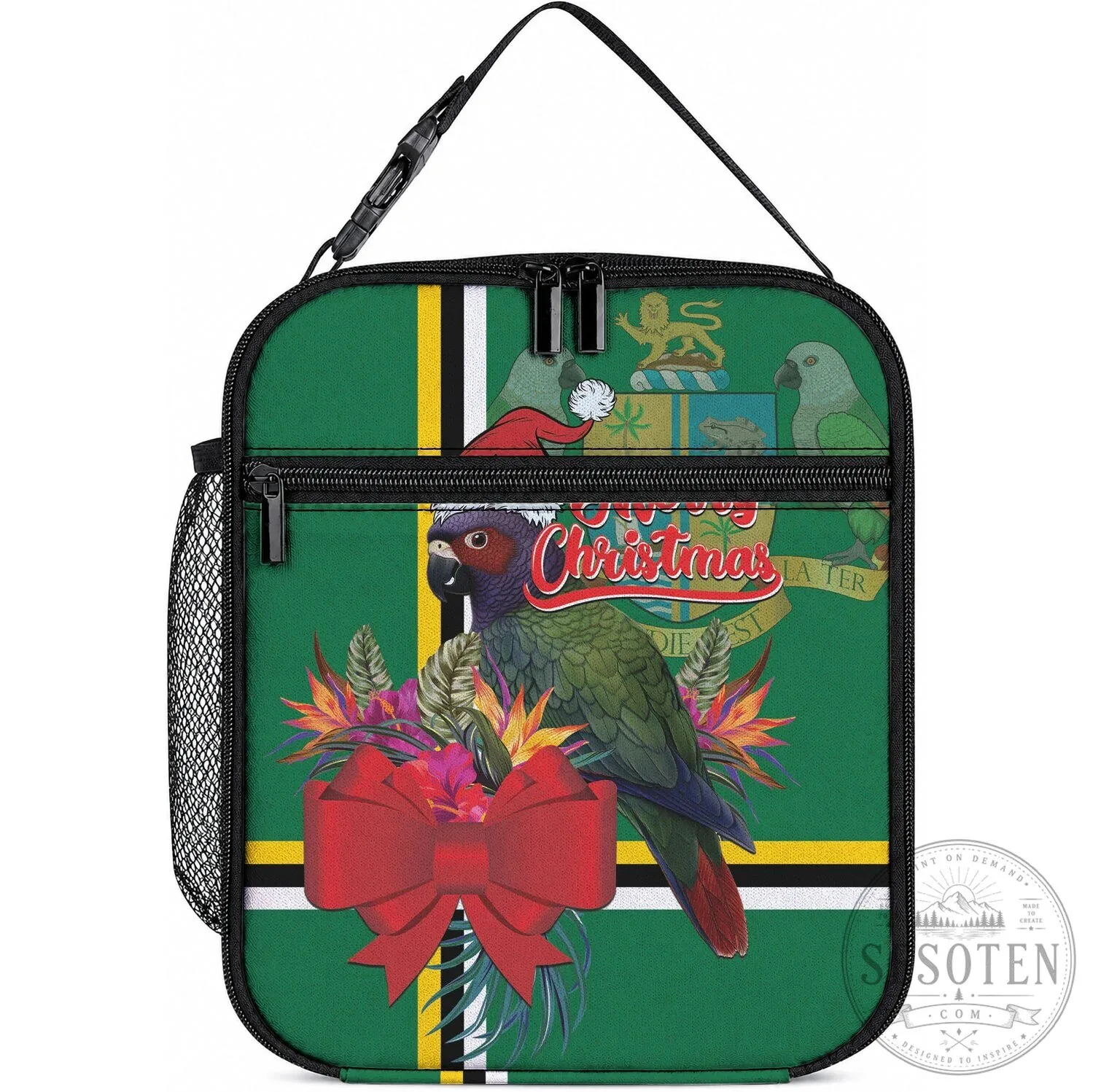 Dominica Christmas Sisserou Parrot Tropical Flower Lunch Bag