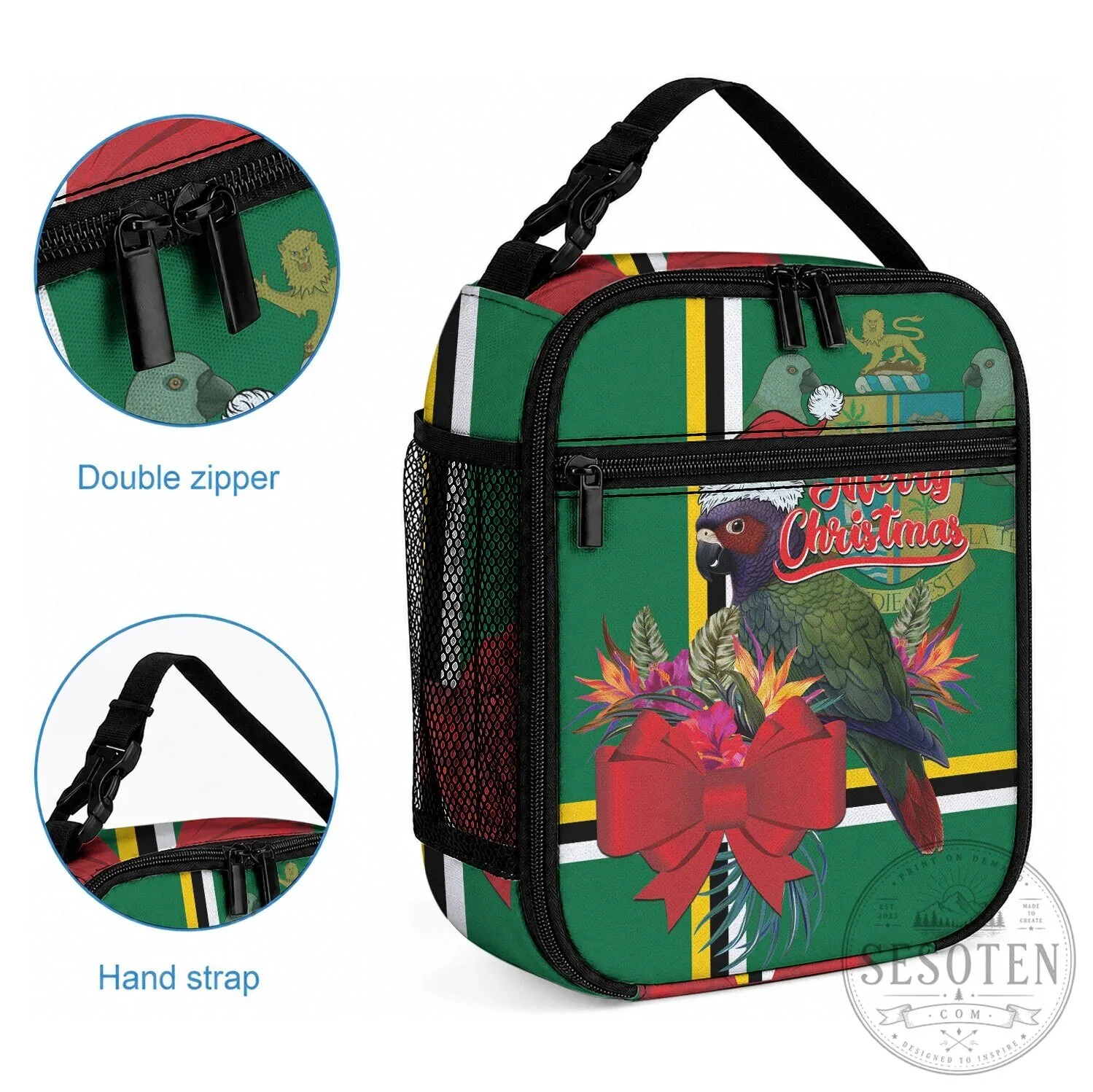 Dominica Christmas Sisserou Parrot Tropical Flower Lunch Bag 8 Dominica Christmas Sisserou Parrot Tropical Flower Lunch Bag
