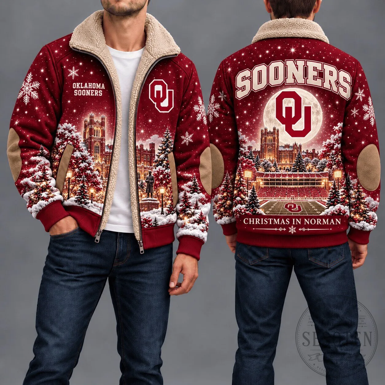 Oklahoma Sooners Christmas in Norman Winter Fleece Jacket