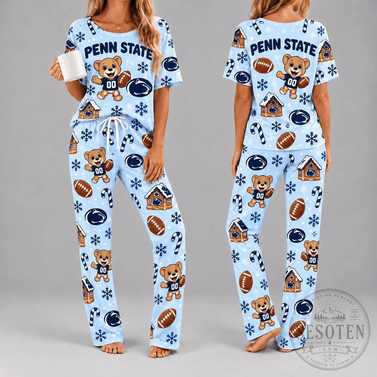 Penn State Nittany Lions Christmas Teddy Bear Women's Pajamas Set 2 Penn State Nittany Lions Christmas Teddy Bear Women's Pajamas Set