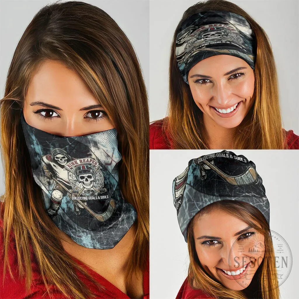 Ice Hockey Rink Reaper Grim Reaper Skeleton Neck Gaiter Bandana 3-Pack 6 Ice Hockey Rink Reaper Grim Reaper Skeleton Neck Gaiter Bandana 3-Pack